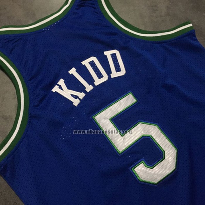 Camiseta Dallas Mavericks Jason Kidd NO 5 Mitchell & Ness 1994-95 Azul